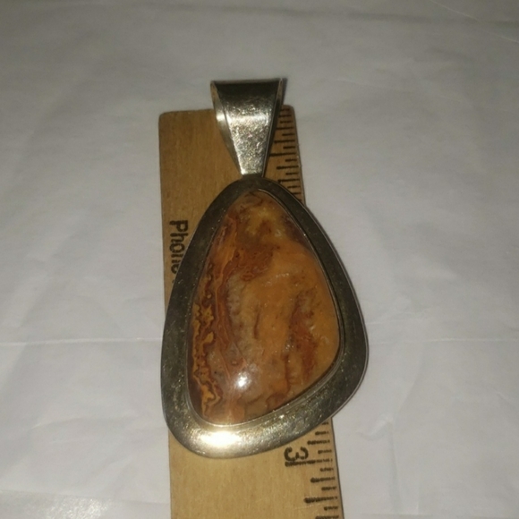Vintage Sterling Silver Jay King DTR Trading Company Large Brown Jasper Pendant - Picture 10 of 11